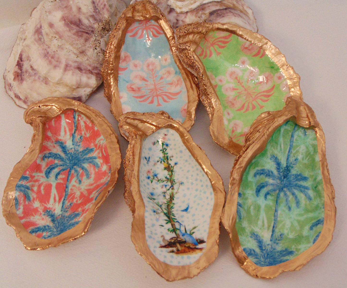 Lowcountry Linens - Designer Oyster Shell Bowl Palm Beach Coral