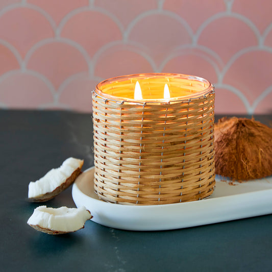 Hillhouse Naturals/Field+Fleur - Coconut Rose' 2 Wick Handwoven Candle 12oz Ctn.6