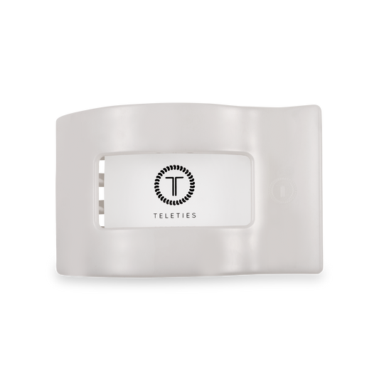 TELETIES - Flat Rectangle Hair Clip | Medium | Coconut White