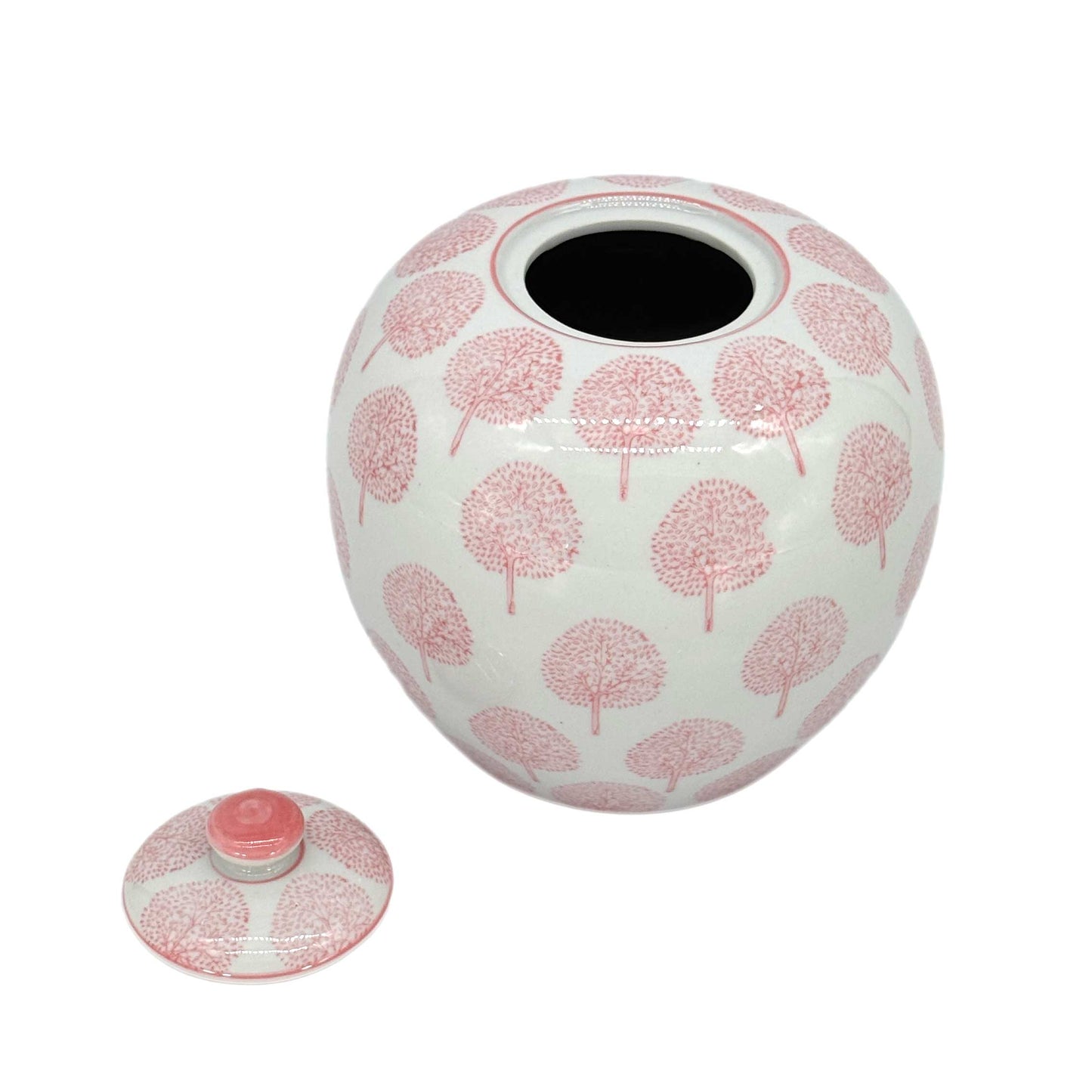 Galt International Company - Pink & White Floral Ceramic Chinoiserie Ginger Jar 8"