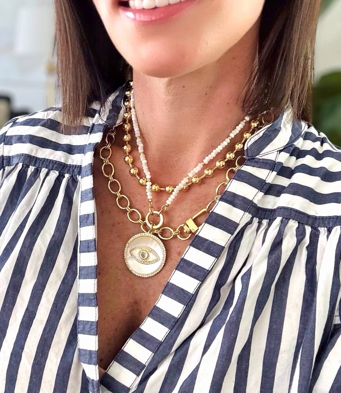 Shiver + Duke - Mother of Pearl Beaded Necklace