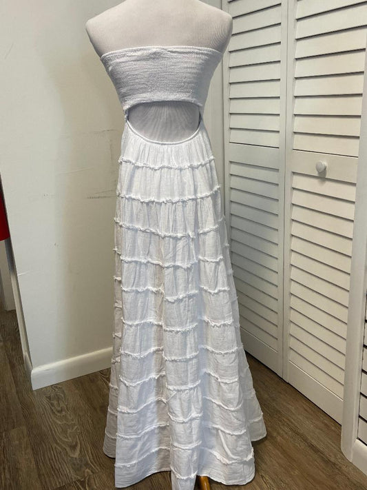 Blanco - Ladies Long Frayed Dress- White