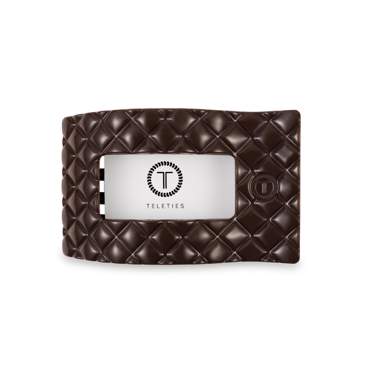 TELETIES - Flat Rectangle Hair Clip | Medium | Truly Taupe Quilted