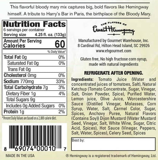 Gourmet Warehouse Brands - Hemingway "The Sun" Bloody Mary Mix