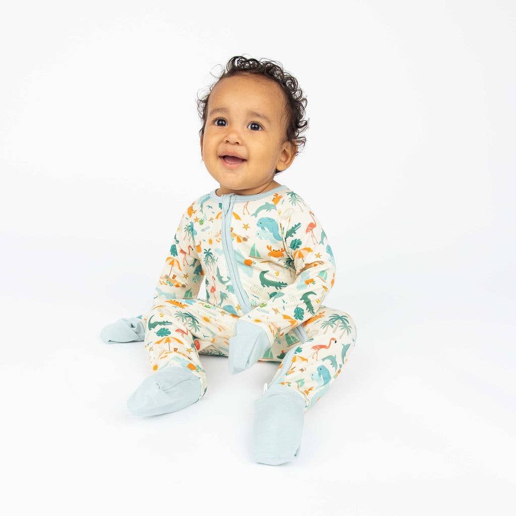 Emerson and Friends - Explore Florida Souvenir Bamboo Convertible Baby Pajamas - Beige/Multi / 18-24M