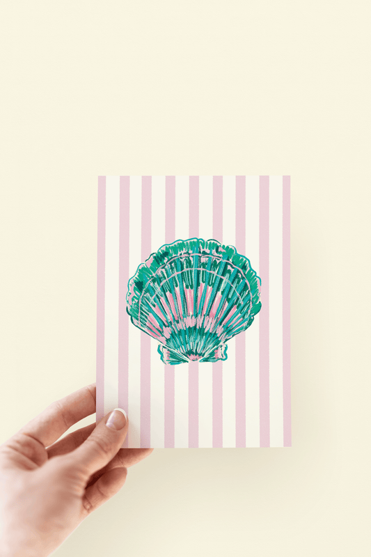 The Shelley Society - Colorful Seashell Beach Coastal Striped Greeting Card