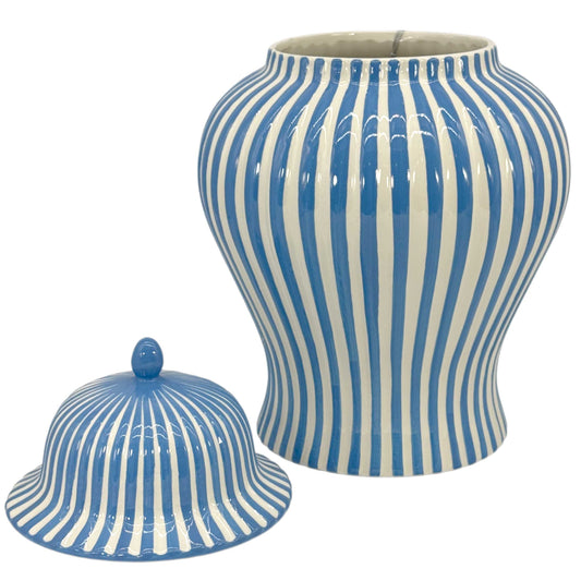 Galt International Company - Blue & White Candy Cane Striped Ceramic Vase 18"