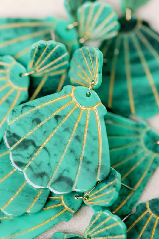 Turquoise Shell Statement Earrings