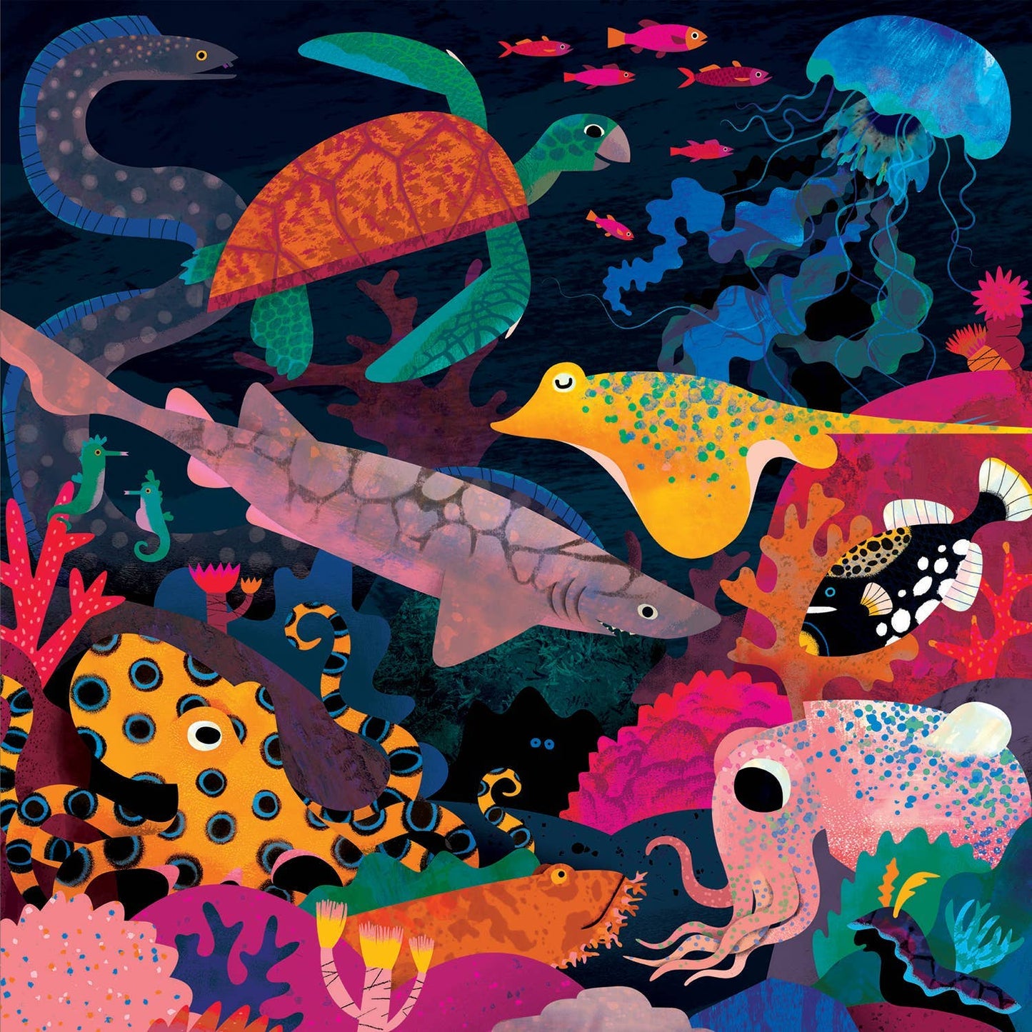 Chronicle Books - Ocean Illuminated 500 Piece Glow in the Dark Family Puzzle