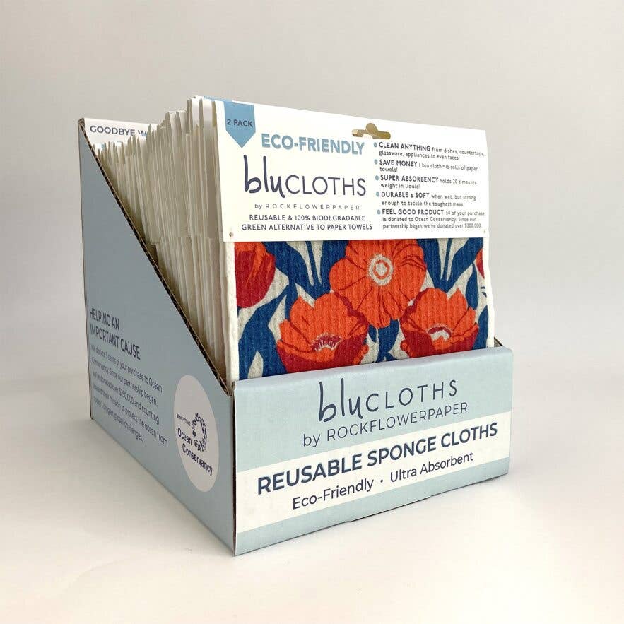 POPPIES PINK blu Cloths, set of 2