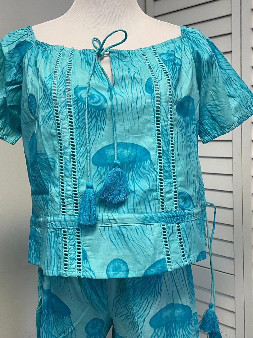 Debbie Katz - Sirah - Jellyfish Print Shirt with Tassle