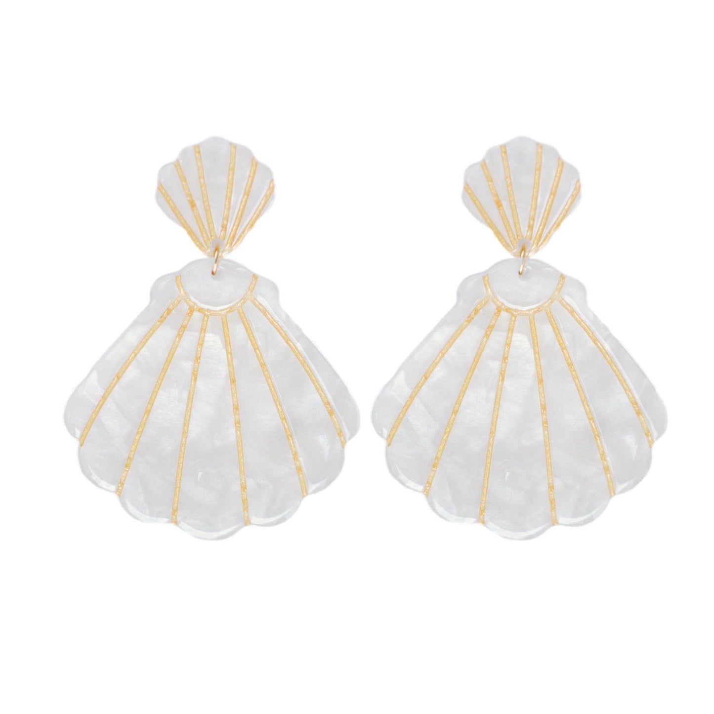 St Armands Designs of Sarasota - White Tortoise Statement Shell Earrings