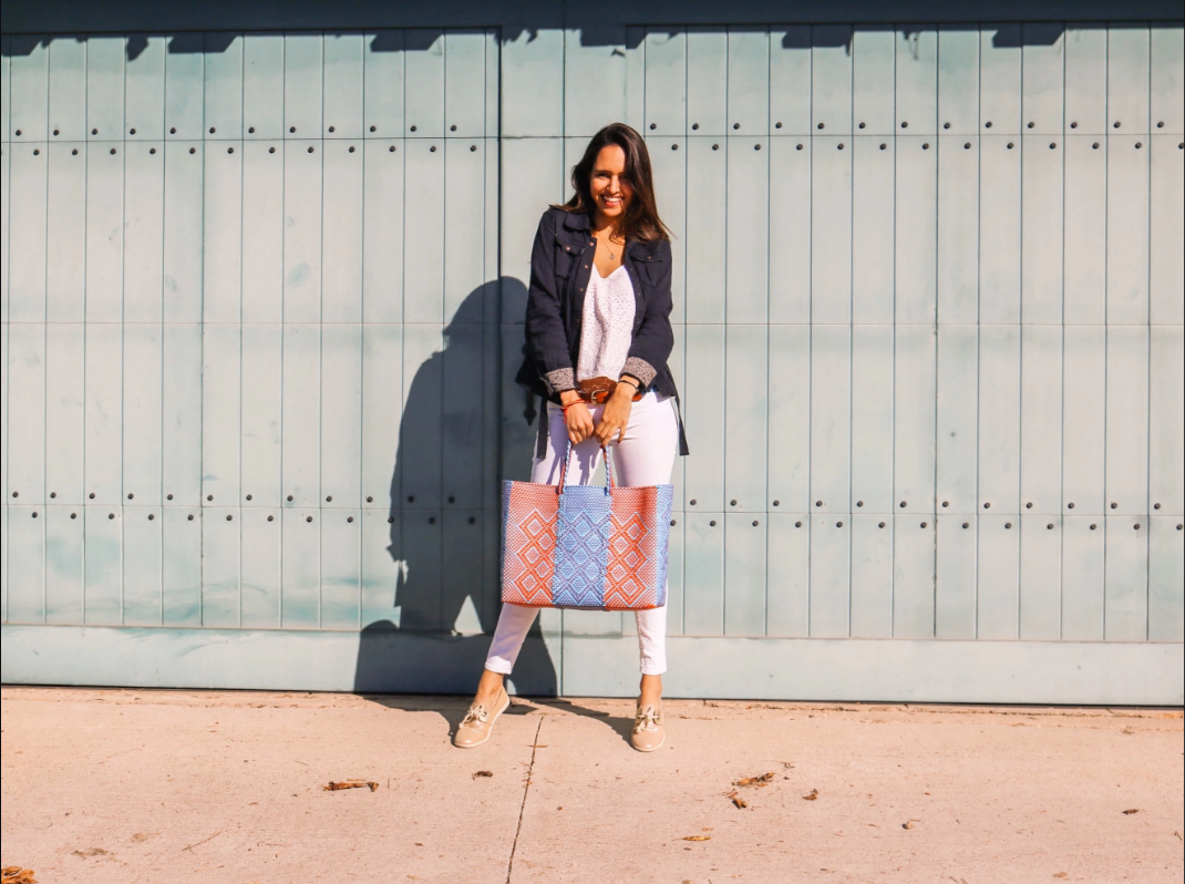 Sunset Woven Plastic Beach Super Tote