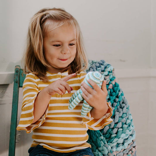 Pebble - Plush Ocean Toy - Green Octopus Rattle