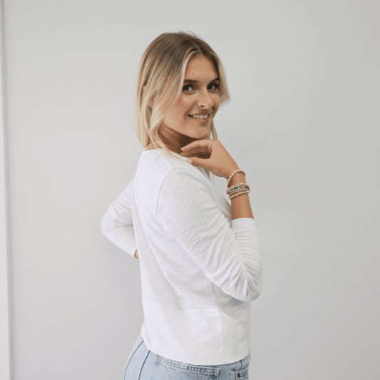 erin gray - Celia Perfect Length Tee in White - Long Sleeve