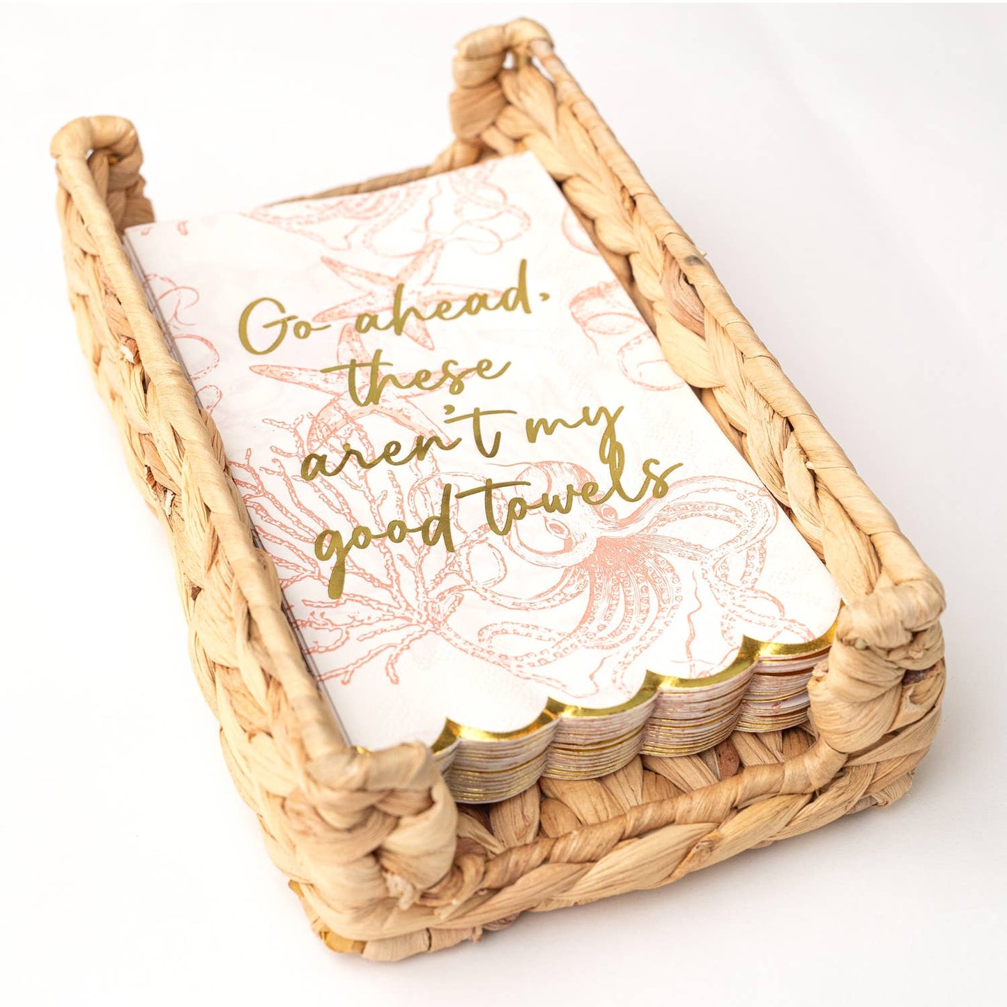 8 Oak Lane - Coral Octopus Paper Guest Towel Packs