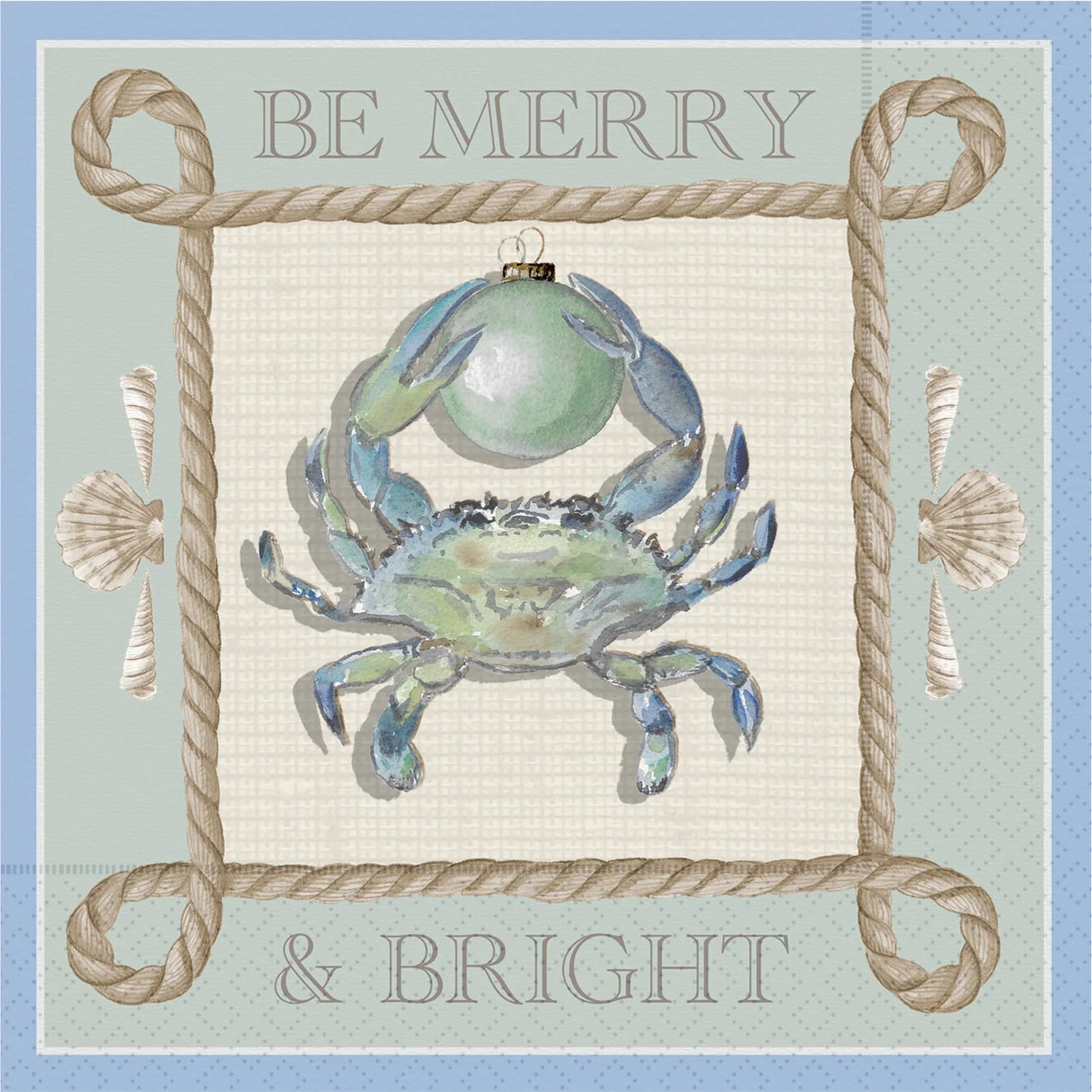 Be Merry & Bright Christmas Crab Rope Ornament Napkins