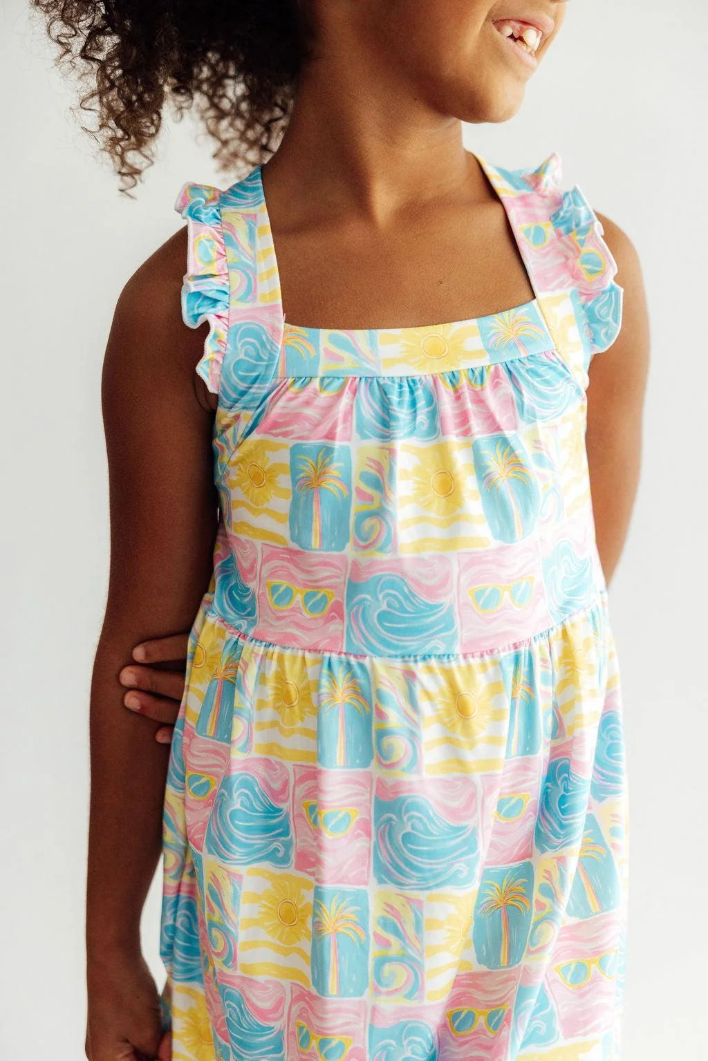 Mila & Rose - Tropical Summer Ruffle Cross Back Toddler Dress