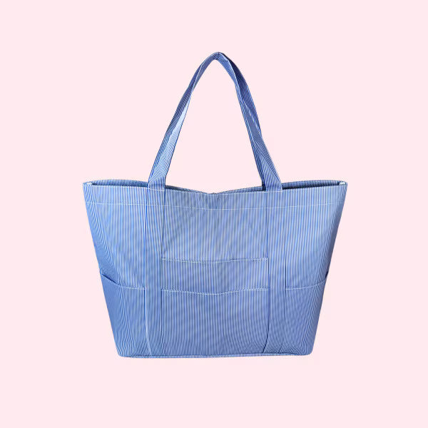 Navy Preppy Stripe Big Mama Tote