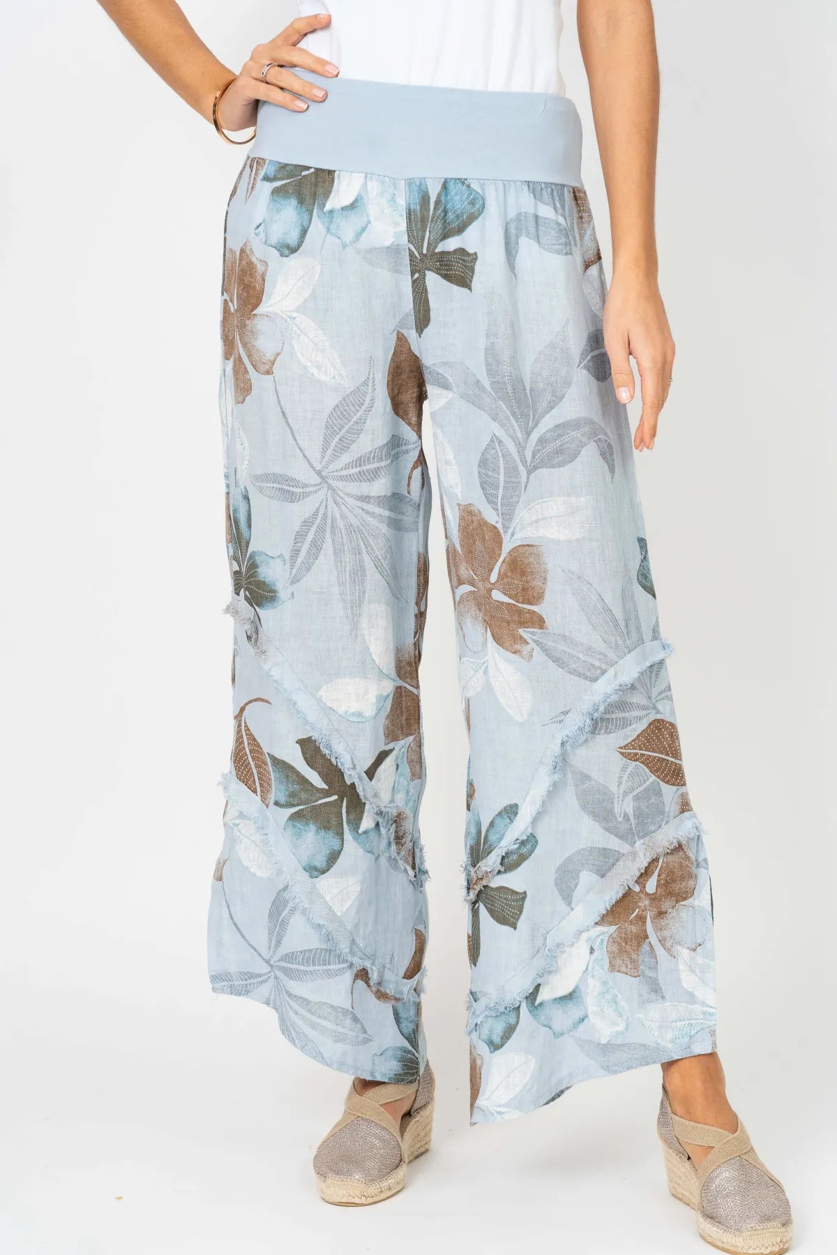 Flower Print Linen Pant