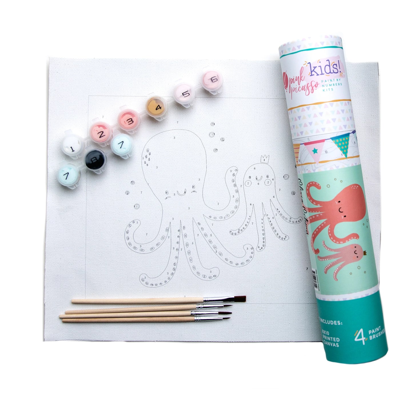 Pink Picasso Kids- Paint by Number-Olivia Octopus