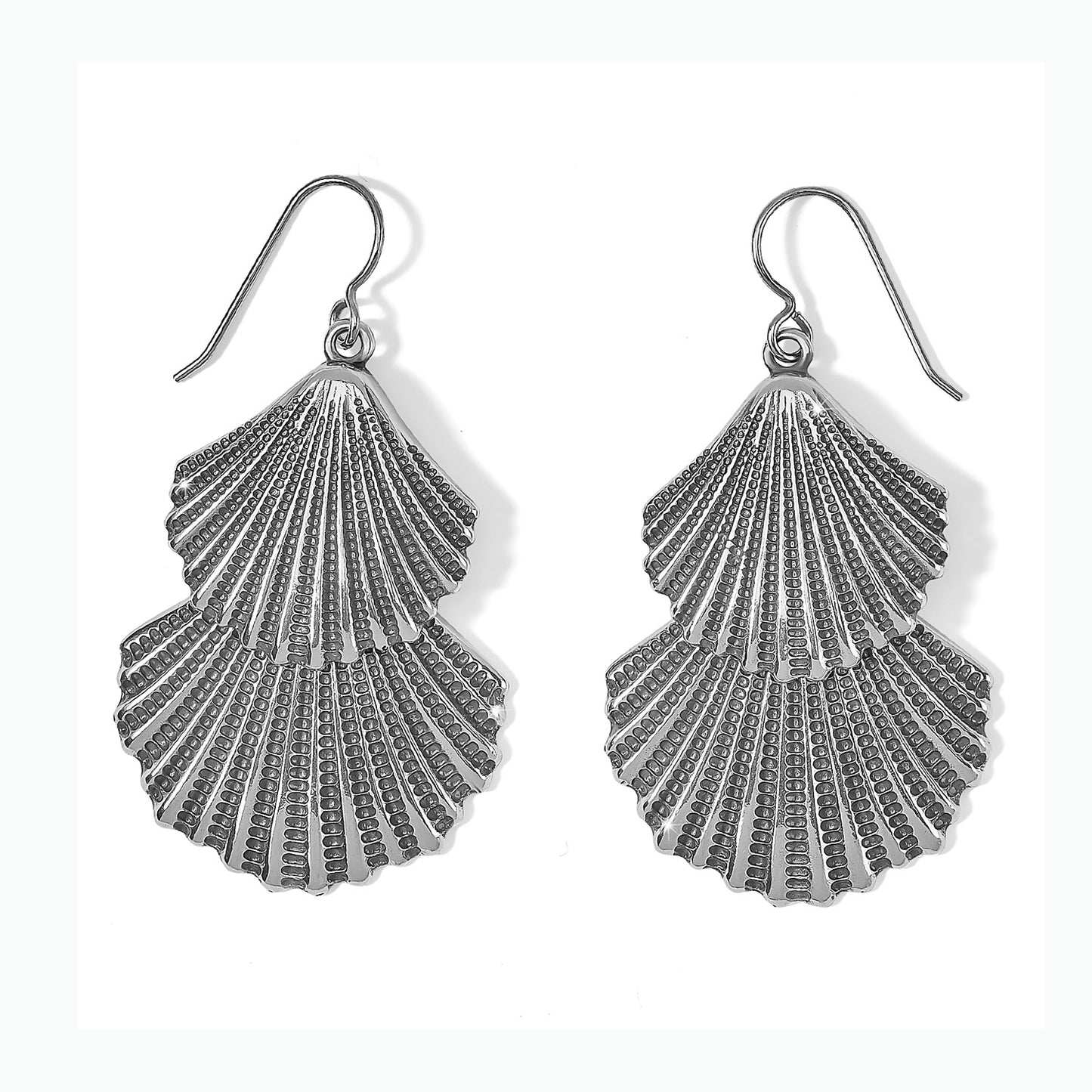Brighton - Silver Shells Two Tier French Wire Earrings - JA8703