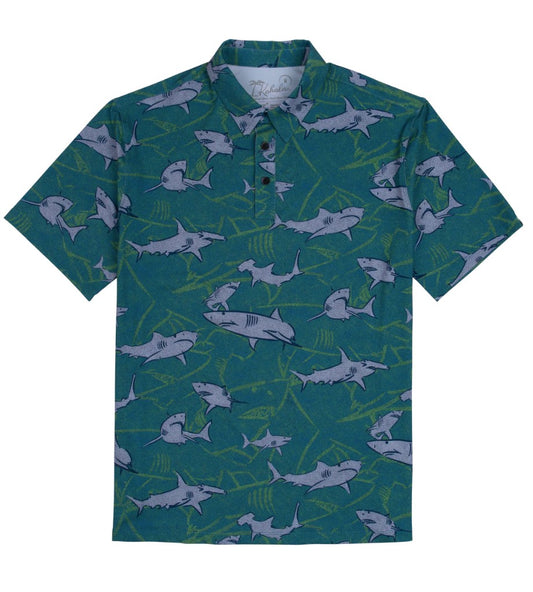 Shiver Knit Performance Polo - Teal Shark