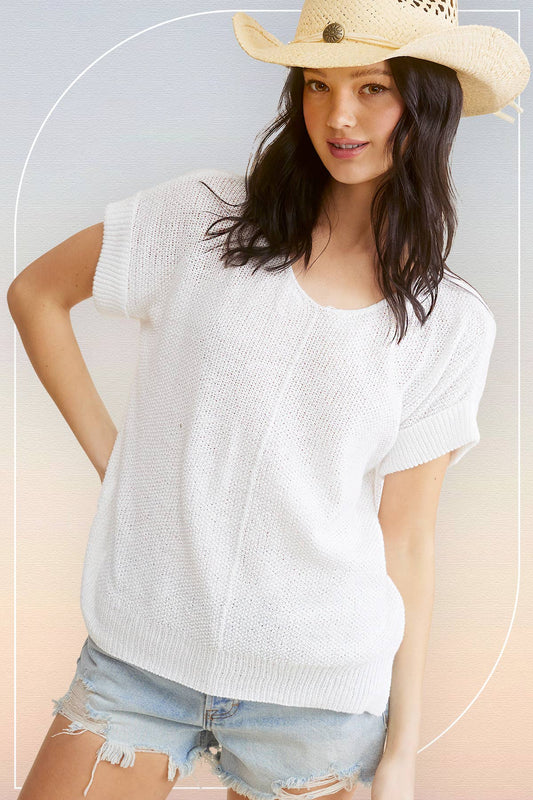 La Miel - Soft Lightweight Loose Fit Textured Pullover Sweater