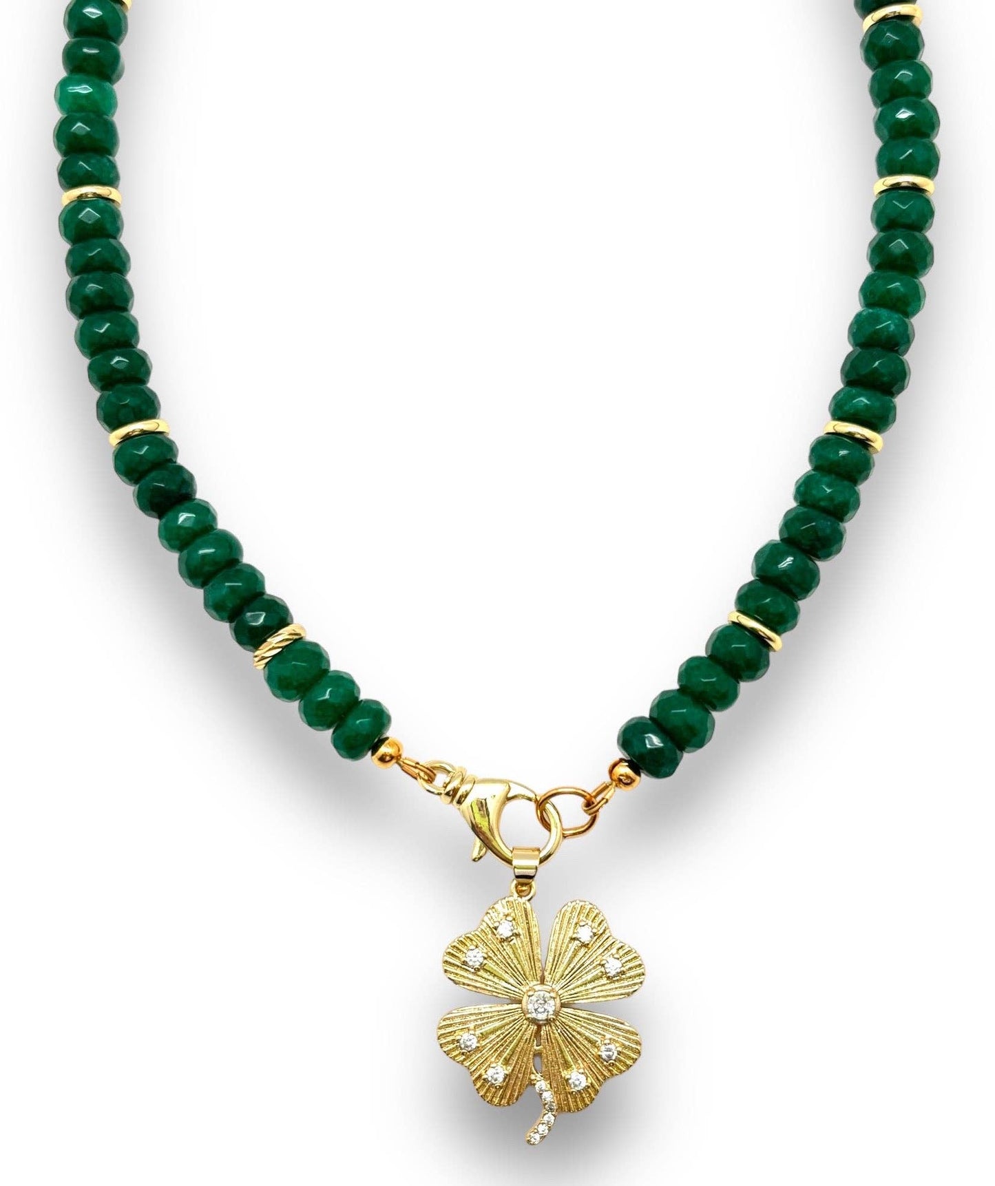 Shiver + Duke - Emerald Jade Beaded Necklace