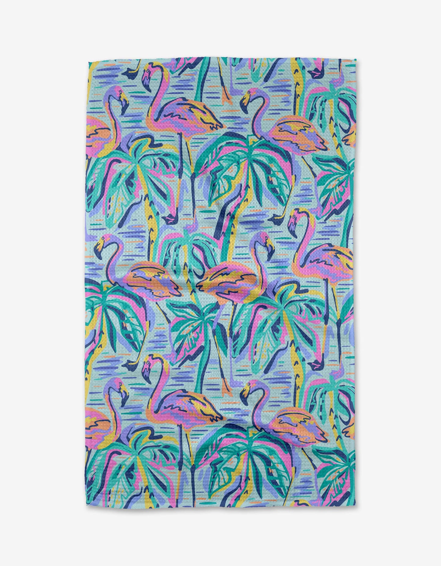 Geometry - Pink Flamingo Tea Towel