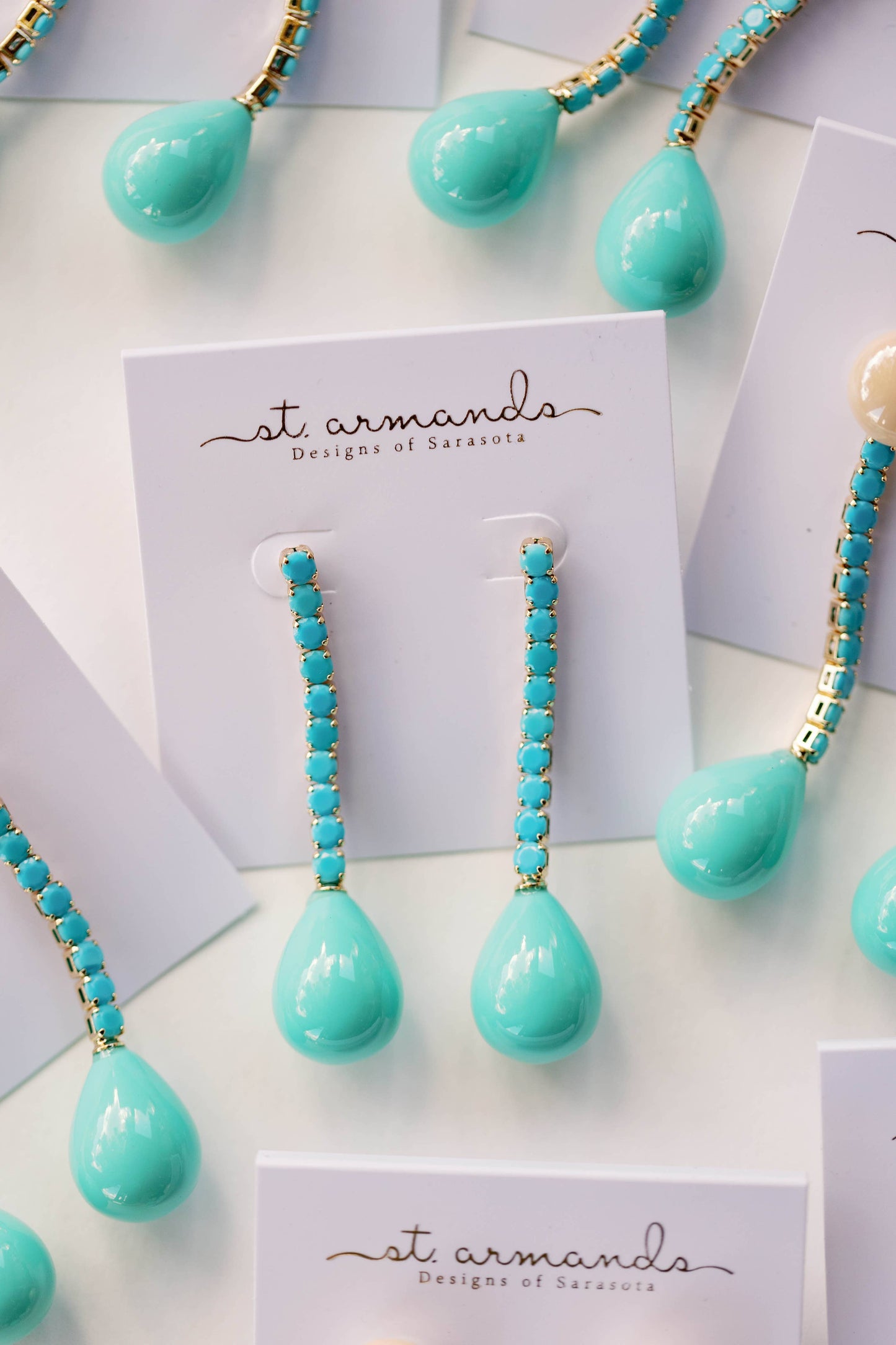 St Armands Designs of Sarasota - Turquoise Swingy Statement Earrings