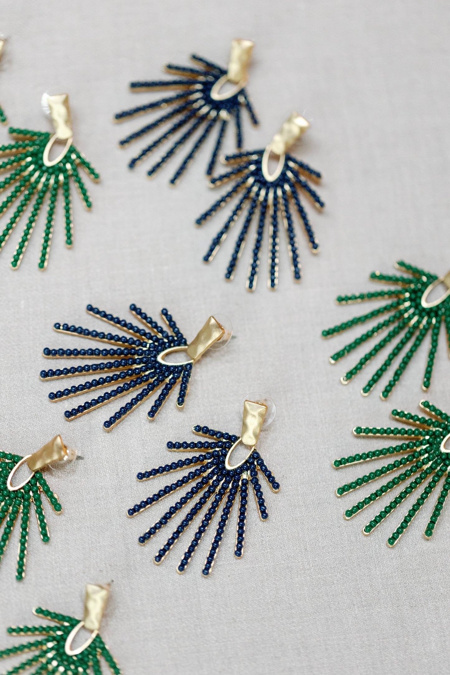 St Armands Designs of Sarasota - Navy Sunburst Statement Drop Earrings