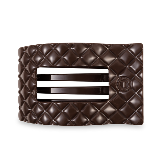 TELETIES - Flat Rectangle Hair Clip | Large | Truly Taupe Quilted