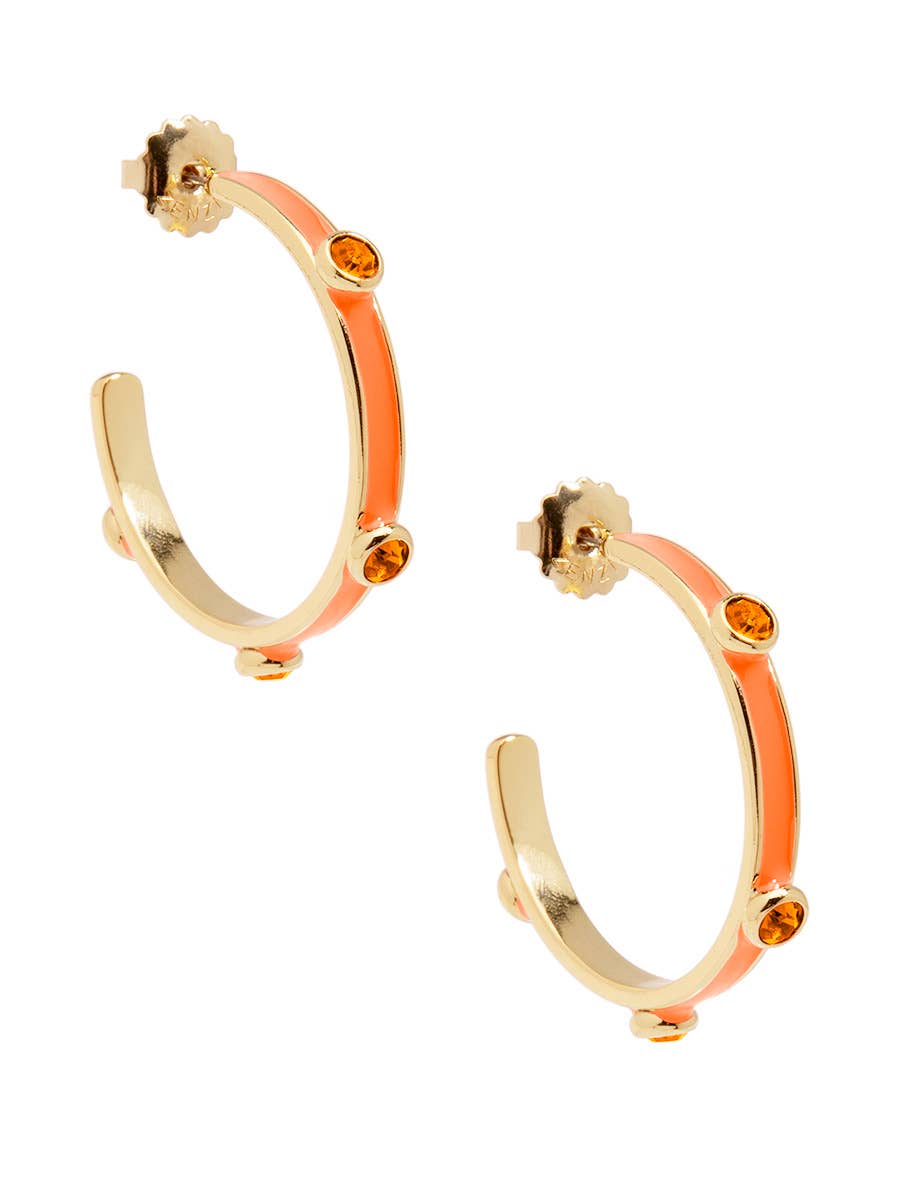 ZENZII Jewelry - Enamel Hoop Earring with Crystals