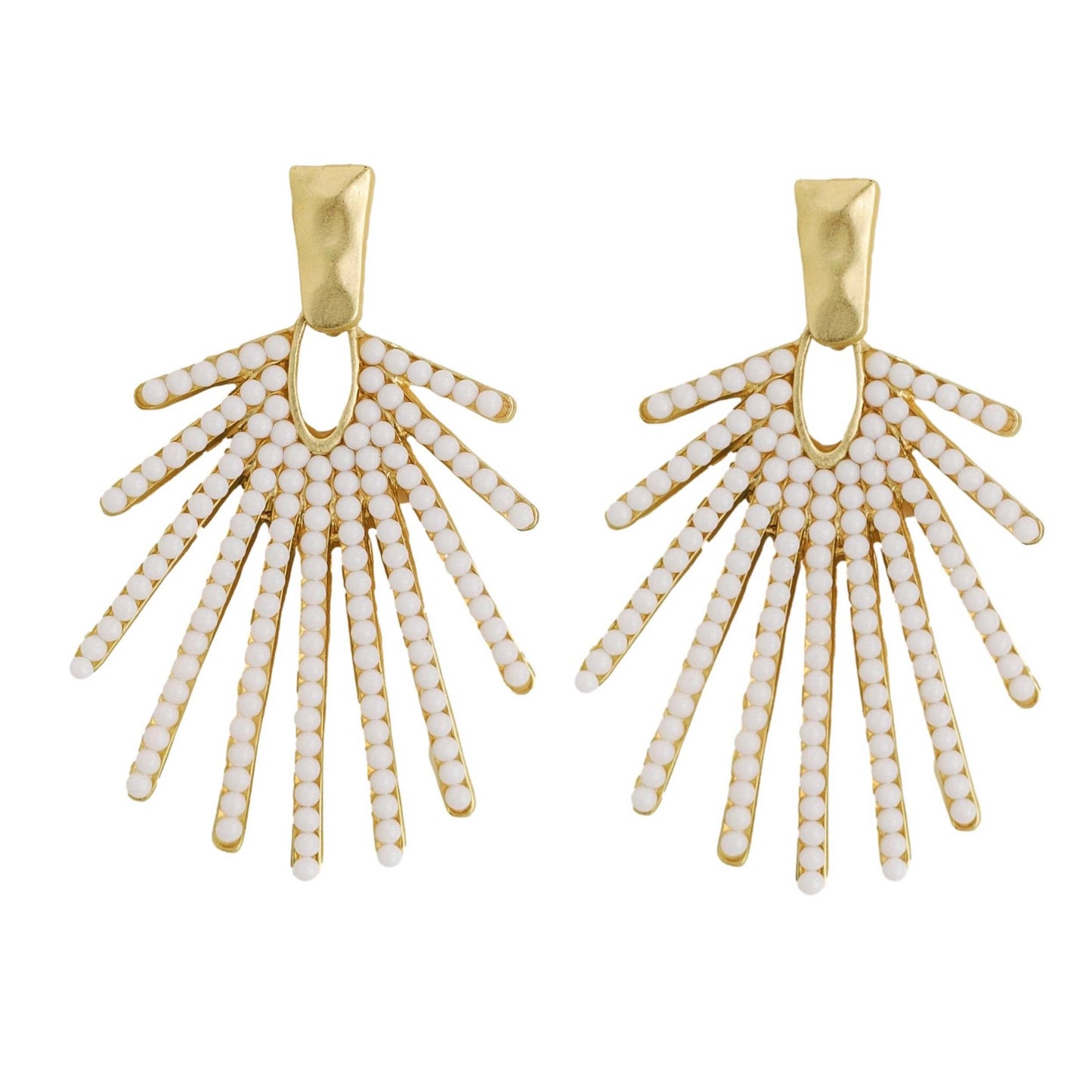 St Armands Designs of Sarasota - White Sunburst Statement Drop Earrings