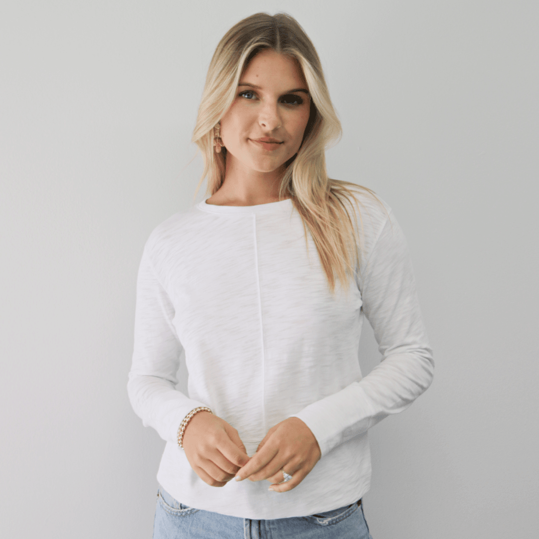 erin gray - Celia Perfect Length Tee in White - Long Sleeve