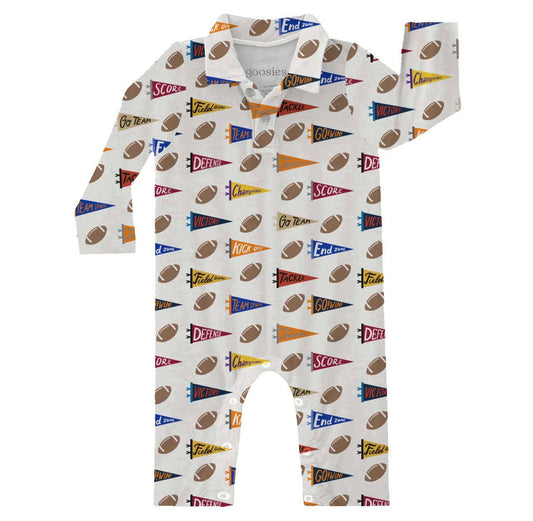 Goosies - Varsity Football Flags  - LS Polo Romper