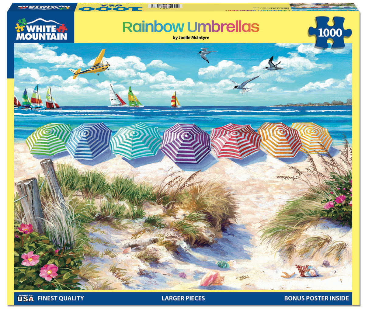 White Mountain Rainbow Umbrellas 1000pc Puzzle