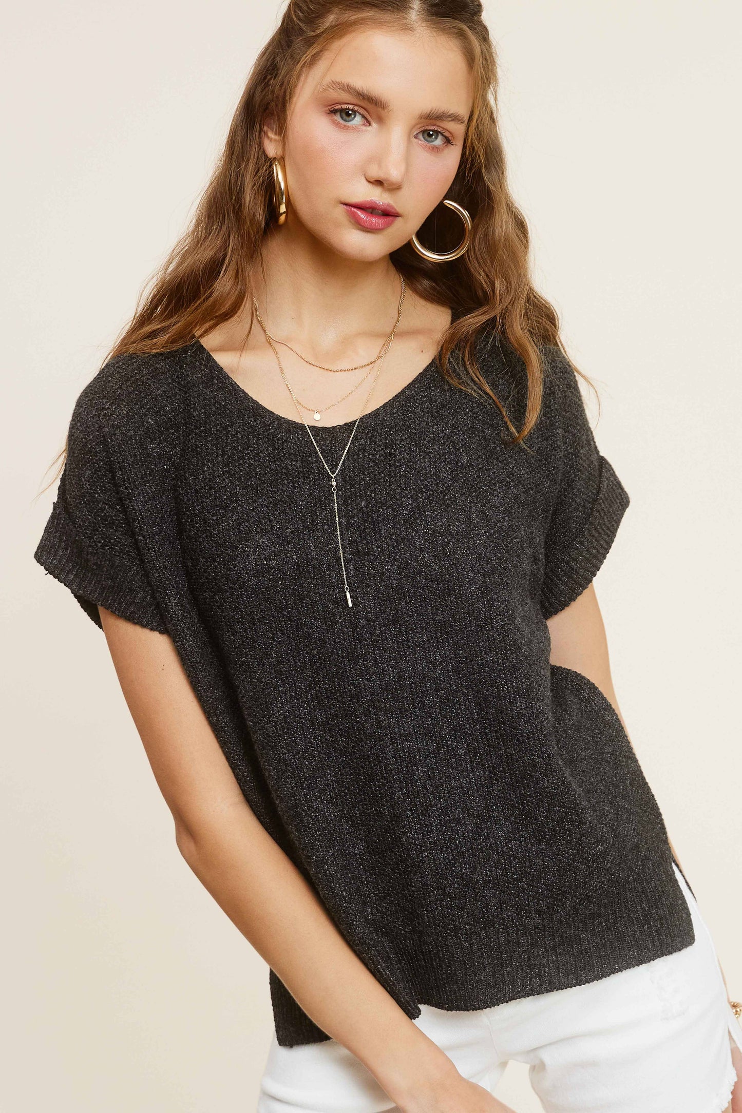 La Miel - Soft Lightweight Loose Fit Textured Pullover Sweater
