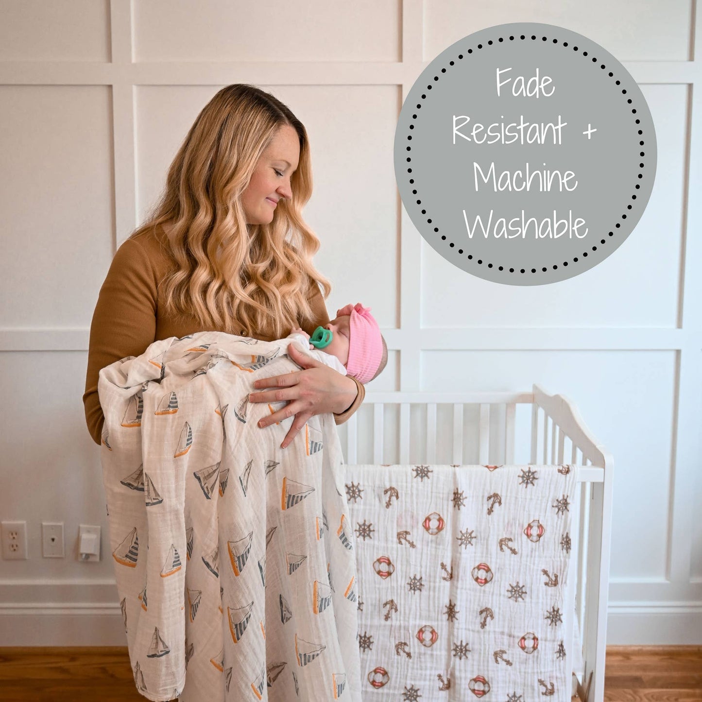 LollyBanks - Sailing Away Baby Muslin Swaddle Blanket