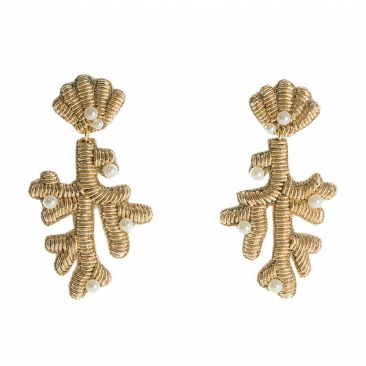 Beth Ladd Collections - Capri Coral Earrings in Gold
