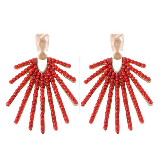 St Armands Designs of Sarasota - Red Sunburst Statement Drop Earrings