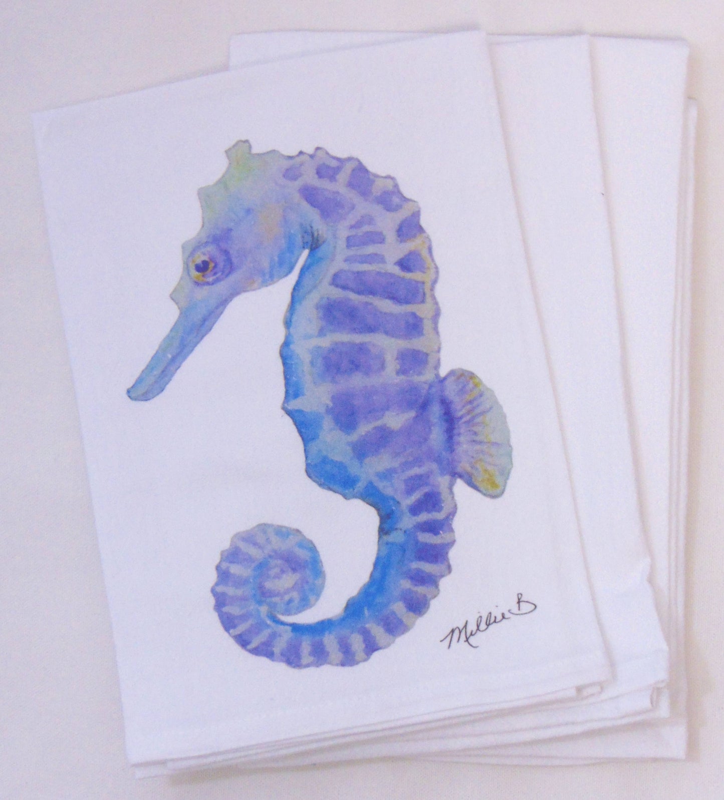 Lowcountry Linens - Limited Edition Purple Seahorse Flour Sack Napkins