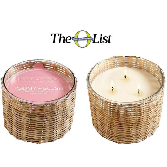 Hillhouse Naturals/Field+Fleur - Peony Blush 3 Wick Handwoven Candle 21oz Ctn.4