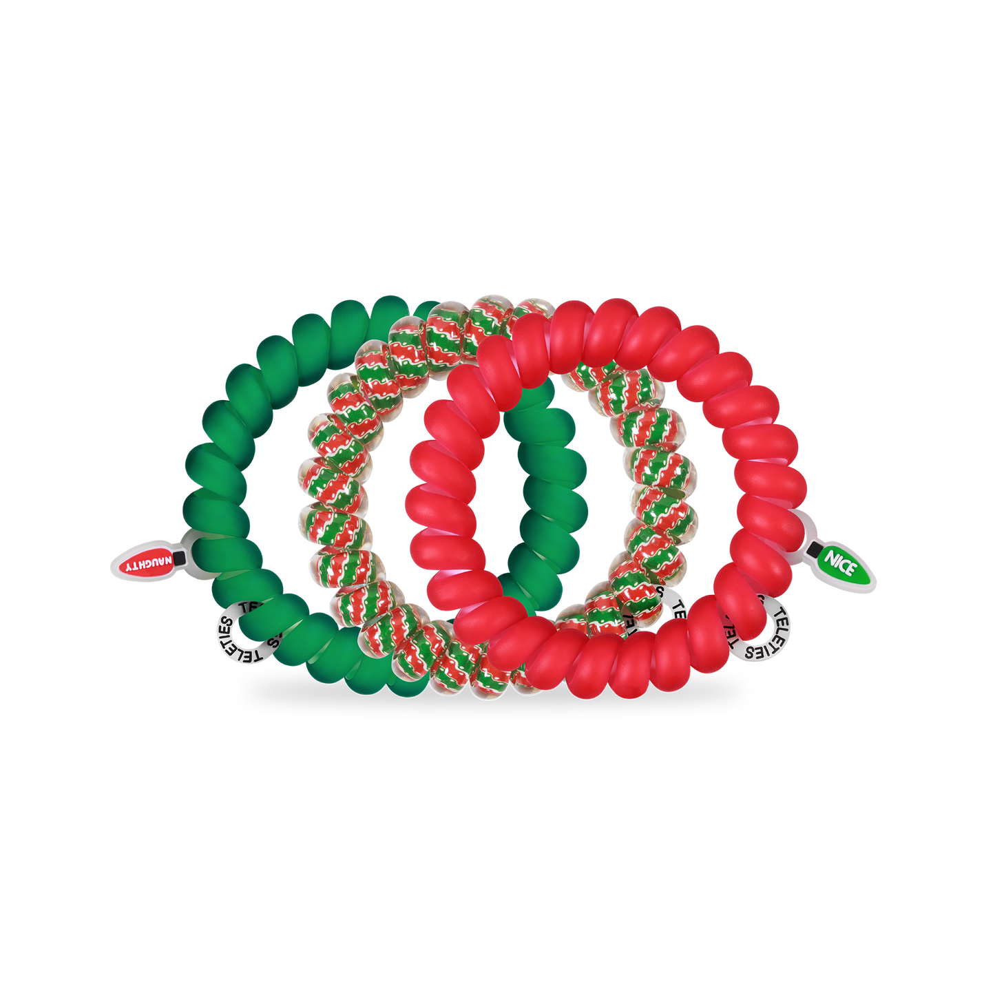 TELETIES - Spiral Hair Coils | Large | Naughty or Nice Hair Ties