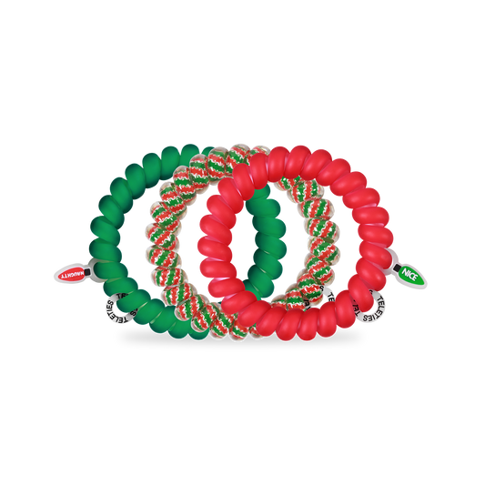 TELETIES - Spiral Hair Coils | Large | Naughty or Nice Hair Ties