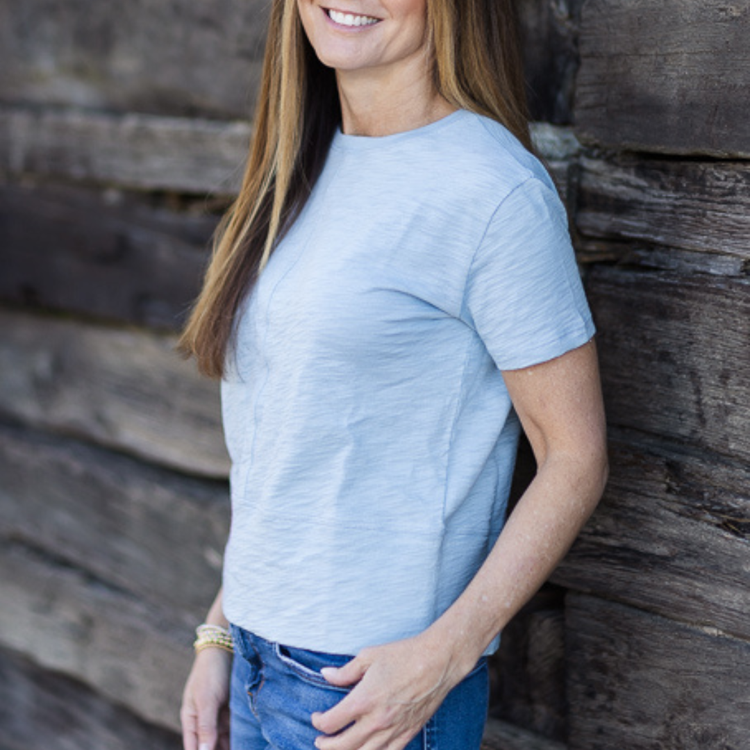erin gray - Celia Perfect Length Tee in Chambray - Short Sleeve
