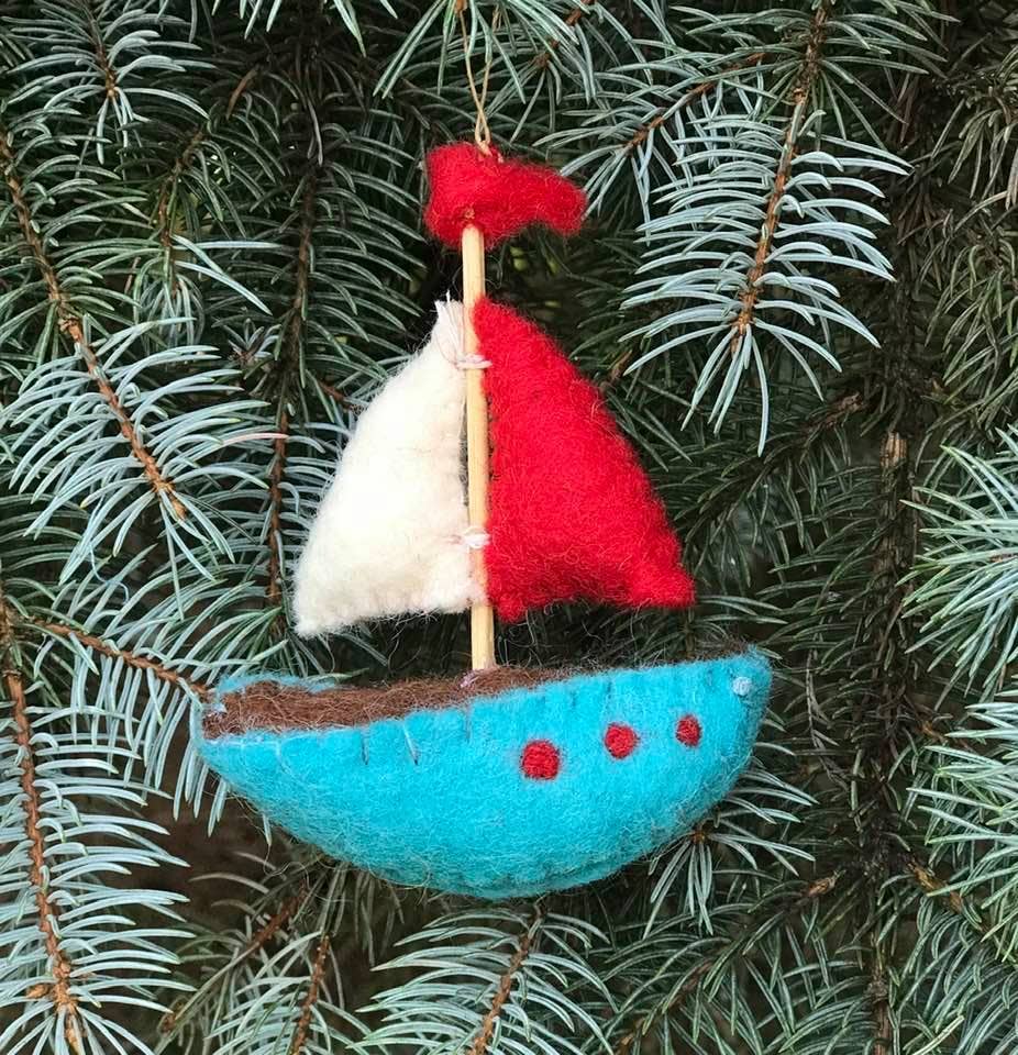 The Winding Road - Sailboat Felt Ornament