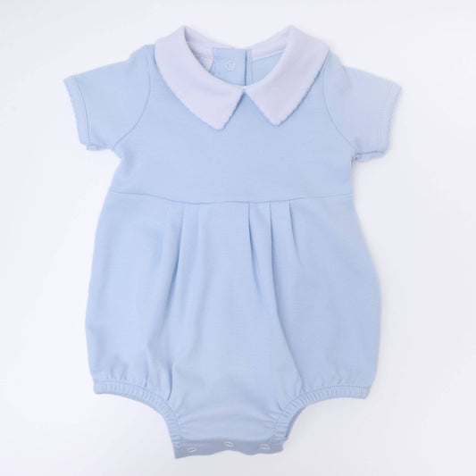 Magnolia Baby - Essentials Solid Collared  Baby Bubble - Blue