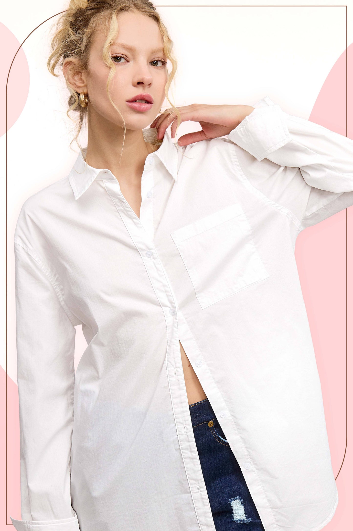 La Miel - SRT7809-Classic Collared Button Down Poplin Shirts